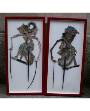 two figures for Chinese shadow leather, wood and paper paintings;