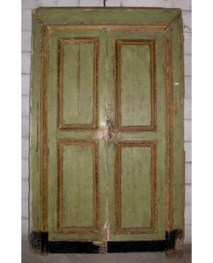 ptl366 lacquered door with two doors with frame, mis. h 228 cm x 133 cm larg.