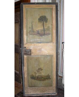ptl375 porta settecentesca con paesaggi dipinti ambo i lati,mis. h cm195 x 76cm