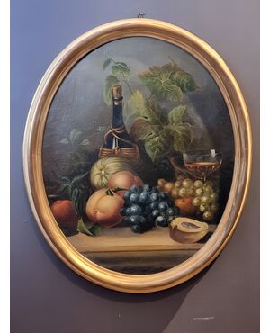 Coppia di dipinti ovali – Nature morte, fine Ottocento