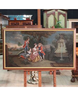 Venetian painting of the nineteenth century romantic landscape with figures