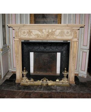 chl139 neoclassical lacquered wood fireplace, mis. larg. 168 x 38 cm, h cm141