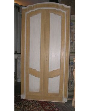 ptl397 lacquered door arched, vintage &#39;700, mis. h 235 cm x 120 max