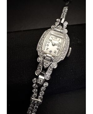 Orologio firmato   " HAMILTON "  in   platino   Diamanti   3  ct. 