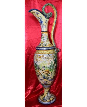 Amphora Majolica painted and decorated mythological scene - Naples? - &#39;800