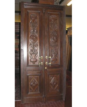 ptci457 door carved &#39;800, maximum size with frame. h 260 cm x larg. 123 cm,