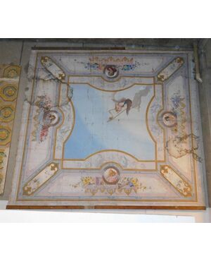 darb133 ceiling, painted paper on canvas, Naples.800, mis. 5.40 x 5.05     
