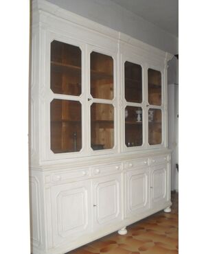bookcase with four doors in Lombard lacquered fir wood Umbertino period 1870/80     