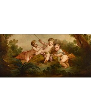 Putti come pescatori, Francois Boucher (Parigi, 1703 - 1770)