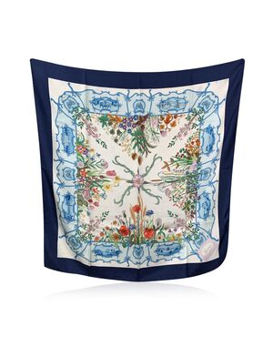 GUCCI Foulard Vintage in Seta Col. Blu Flora