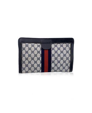 GUCCI Pochette Vintage in Tela Col. Blu Ophidia M