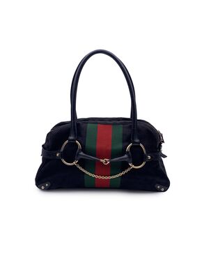 GUCCI Borsa a Mano in Tela Col. Nero Horsebit 1955 Chain M