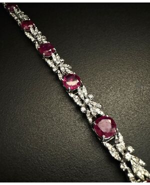 Bracciale  con Rubini  14 ct  e  Diamanti 