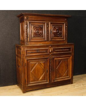 Antique French cupboard in walnut wood from 18th century