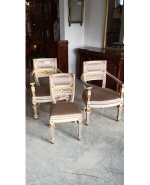 4 lacquered and gold armchairs     