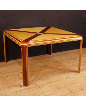 Italian design table in mahogany, maple and painted wood