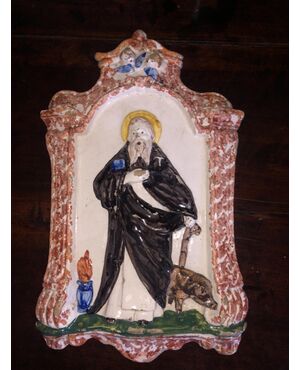 Devotional tile in majolica.Sant&#39;Antonio.Faenza or Imola.     
