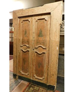 ptl473, vintage lacquered door 700, mis. with frame cm 165 xh 235 max     