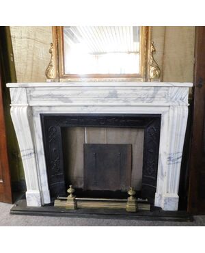 chm605 fireplace in white Louis XVI marble, mis. cm 143 xh 111     