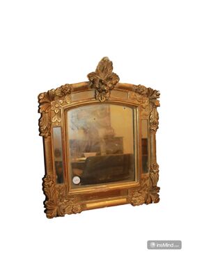 Specchiera francese in legno dorato foglia oro di inizio 1800 Stile Luigi XVI