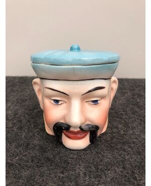 Earthenware snuffbox depicting a Chinese character head..France     