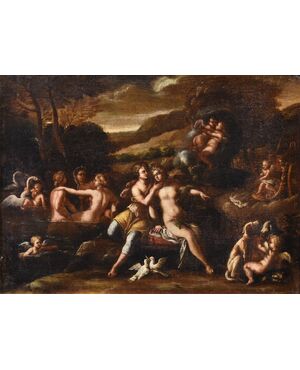 Idillio tra Venere ed Adone, Bottega di Filippo Lauri (Roma,1623 – 1694)