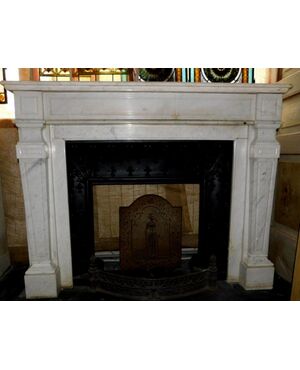 chm629 - white marble fireplace, cm l 141 xh 110     