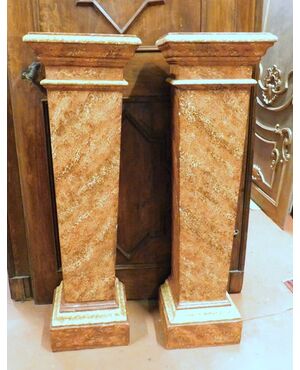 dars361 - pair of wooden columns, cm max l 39 xh 132     