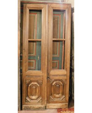 pti621 - walnut glass door, cm l 100 xh 225     