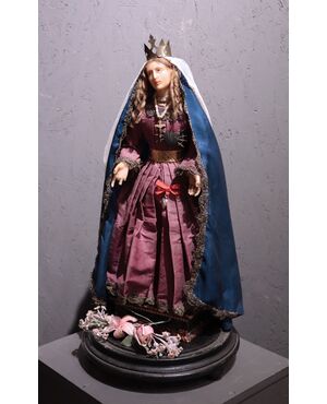 Wax Madonna under bell-glass, Tuscany, 19th century     