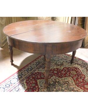 tav178 - round table in walnut, extendable, cm l 136 x p. 136 xh 77     