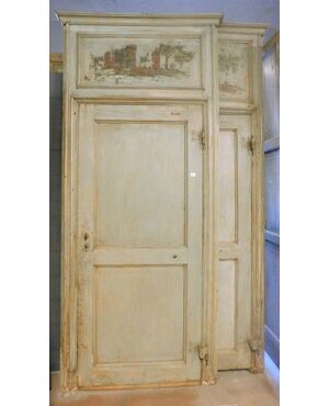ptl497 - four lacquered doors with painted overdoor, l 120 xh 280     
