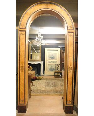 pan116 double arched frame with faux marble lacquer, mis. h 290 x145 cm     