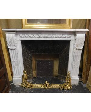 chm614 - white marble fireplace, L cm 145 x 28 px 111 h     