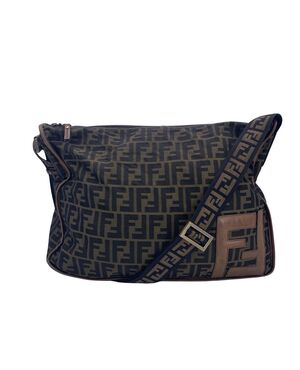 FENDI Borsa a Tracolla in Tela Col. Marrone Double F L