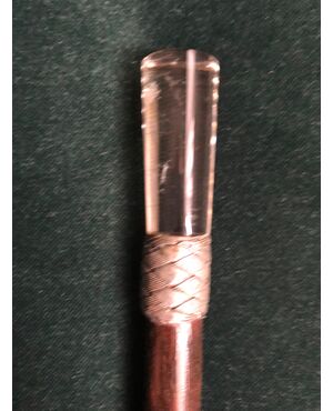 Evening stick with rock crystal knob. Silver ring.     