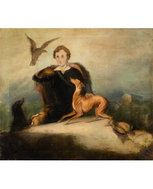 Pittore italiano (fine XIX sec.) - Il Falconiere.