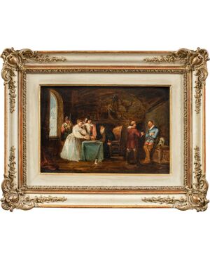 Pittore italiano (datato 1853) - Scena di interno storica.