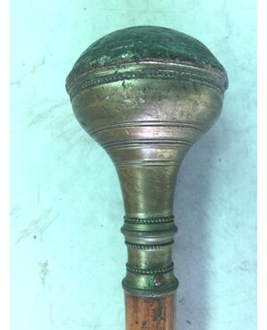 Ceremonial stick &#39;bronze&#39;, in bronze with barrel in rattan.     