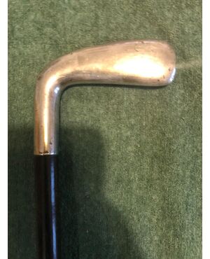 Golfer&#39;s stick with silver handle. Rosewood barrel. Italy.     
