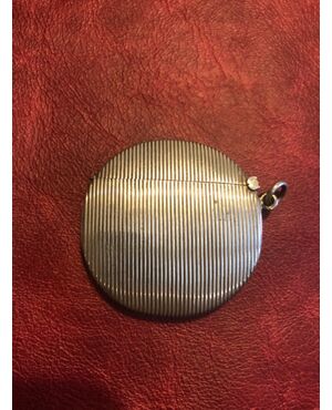 Fluted striped matchbox in silver Germany.     