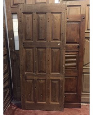 ptcr435 - carved walnut door with nine panels, cm l 88 xh 207     