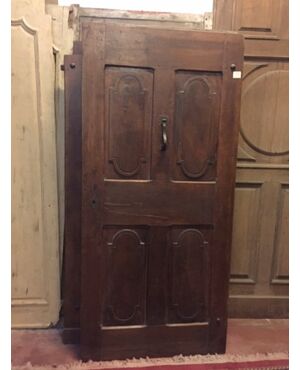 ptci509 - door in carved walnut, eighteenth century, cm l 95 xh 204     