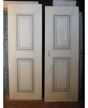pts698 - coppia di porte laccate a due pannelli, cm l 71 x h 204 