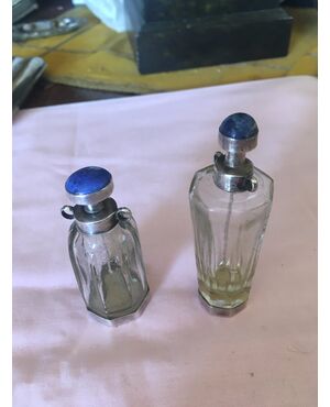  Coppia Portaprofumo in argento,cristallo e lapis