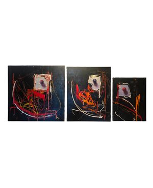&quot;Lo Spaccone&quot; - Marco Tamburro - acrylic triptych and decollage on canvas     