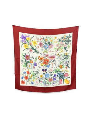 GUCCI Foulard Vintage in Seta Col. Rosso Flora