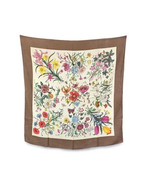 GUCCI Foulard Vintage in Seta Col. Marrone Flora