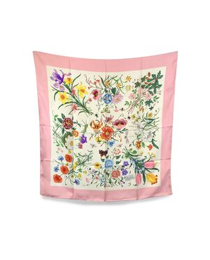 GUCCI Foulard Vintage in Seta Col. Rosa Flora