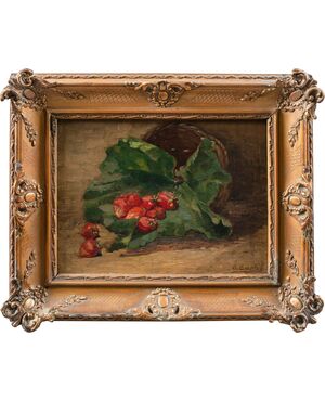 Octave Cartel (Belga, 1884 - 1944) - Natura morta di fragole.